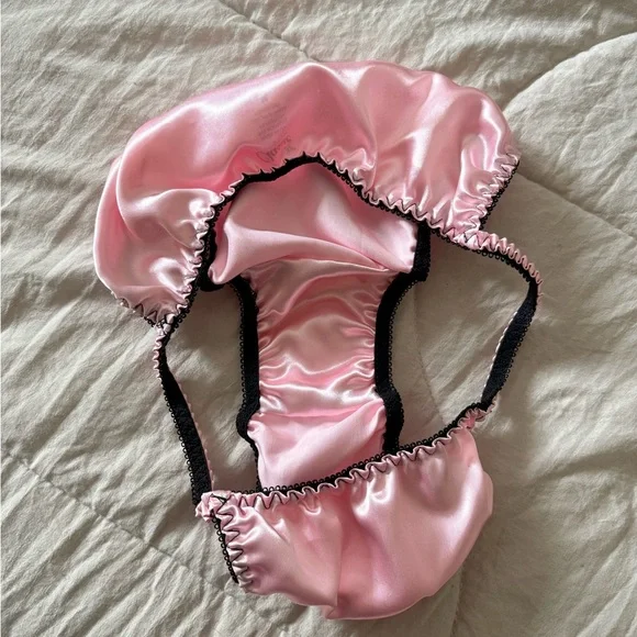(FLAWED) Classic Satin Pink Pandora Bikini Cut Panties - Picture 4 of 6
